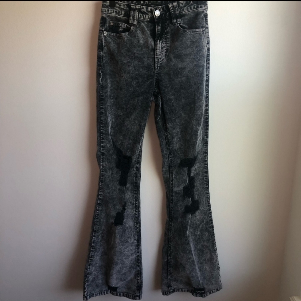 High rise flared corduroy distressed jeans size small